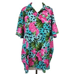 King Kameha Hawaiian Shirt Mens XXL Loud Tropical Floral Luau Vacation Resort